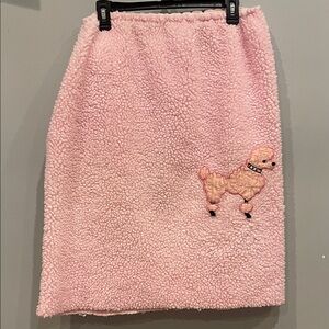 Pink Fleece Skirt with Poodle Design